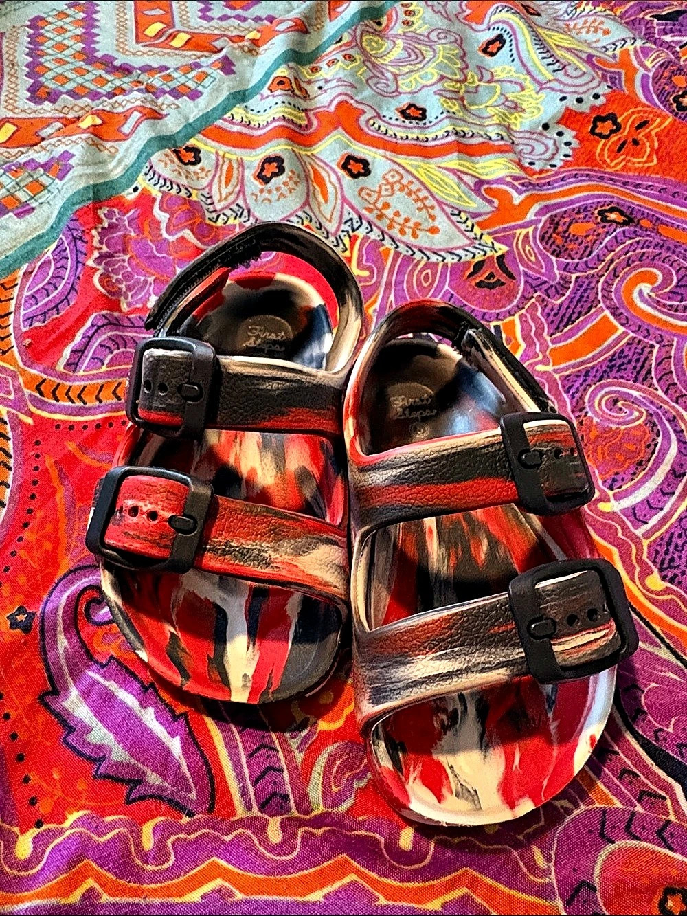 Kids Sport Sandals in Black & Red